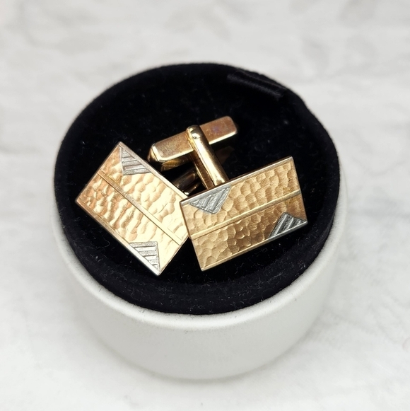 Swank Gold Silver Cufflinks - Picture 1 of 4